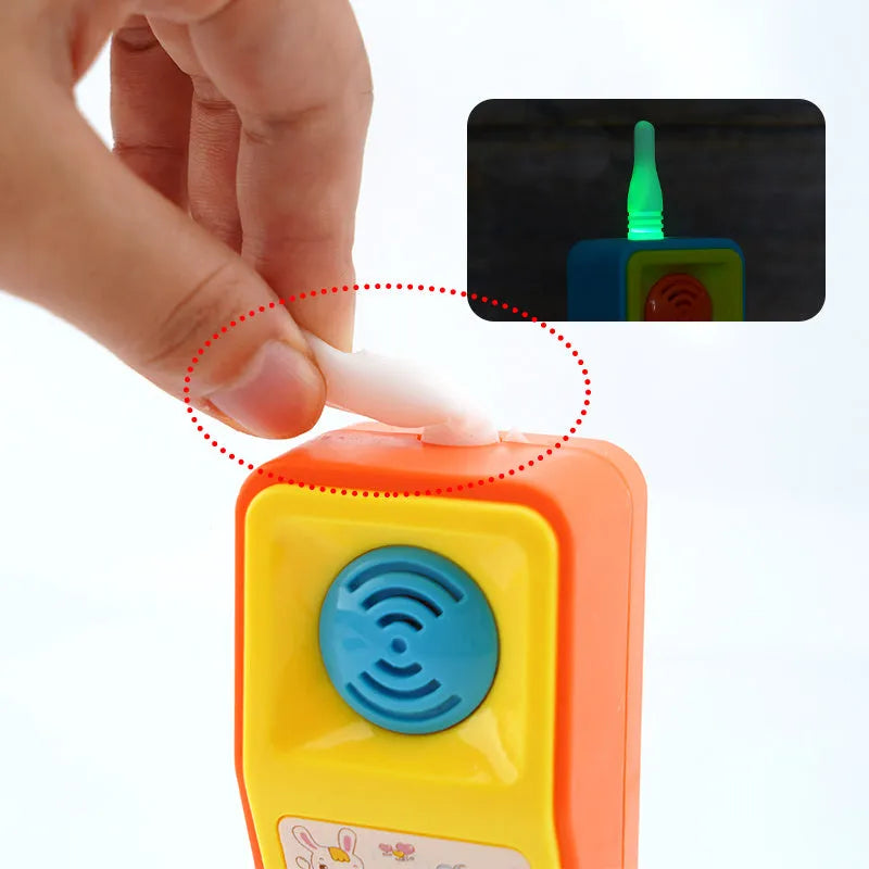 Children's educational electronic toy with cartoon animal design and sound and light features