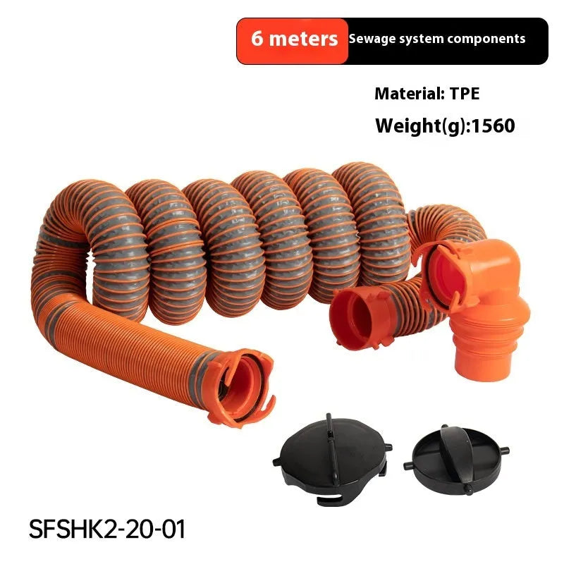90 degree rotary elbow joint sewage hose shown in 4.5 metre and 6 metre lengths