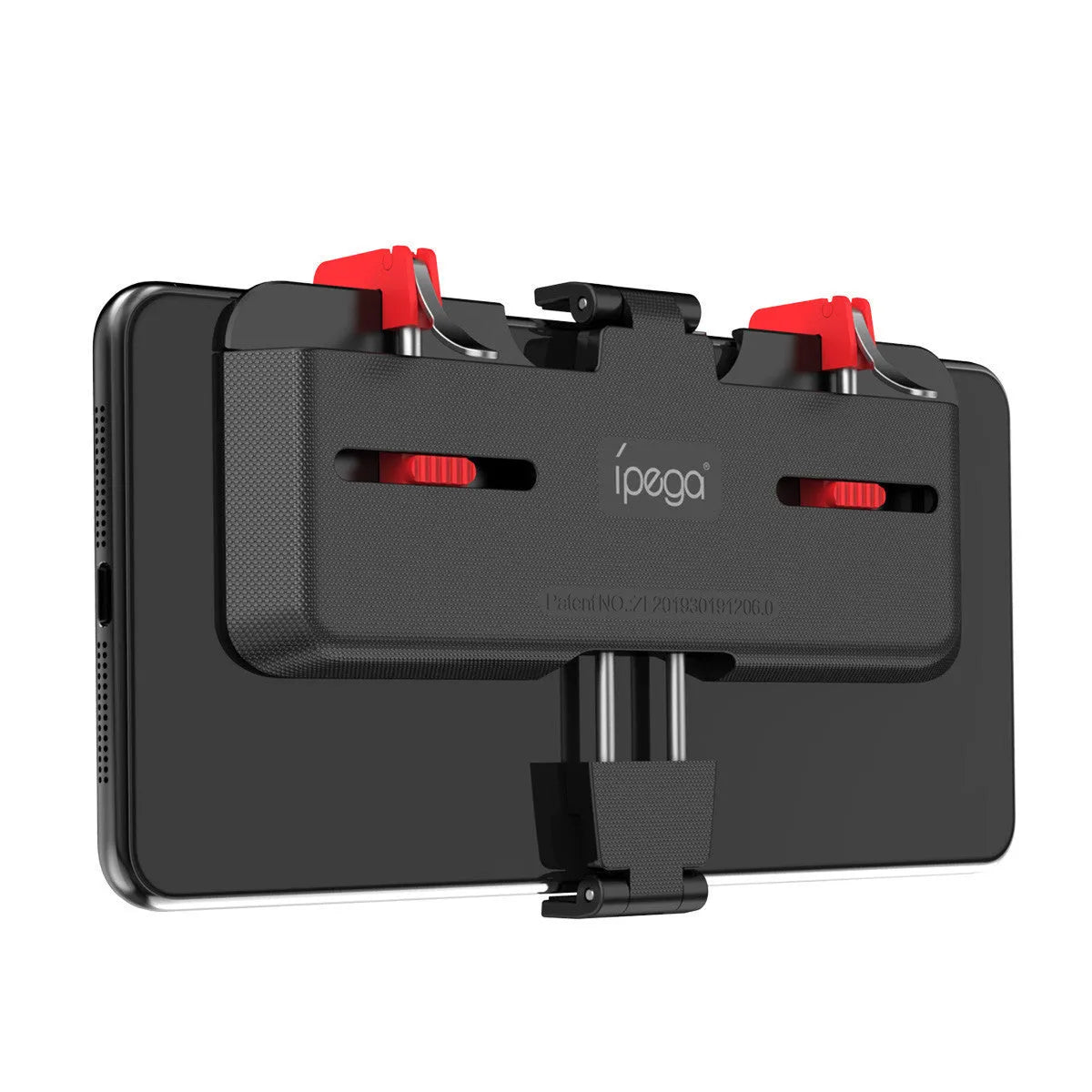 Black adjustable trigger phone gaming grip bracket with telescopic clamp extended