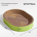 Green oval corrugated paper cat scratch board and nest, 55cm diameter