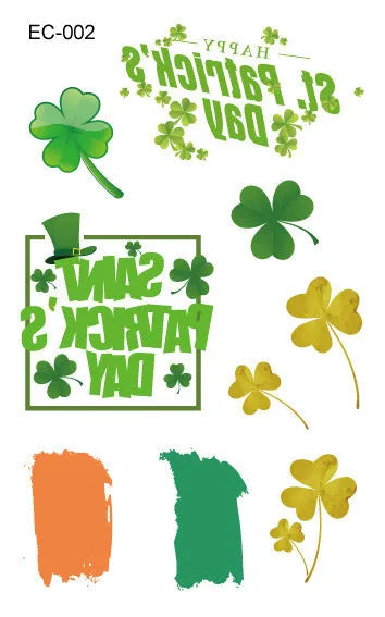 Irish festival clover tattoo sticker paper with water transfer printing, 120mm by 75mm