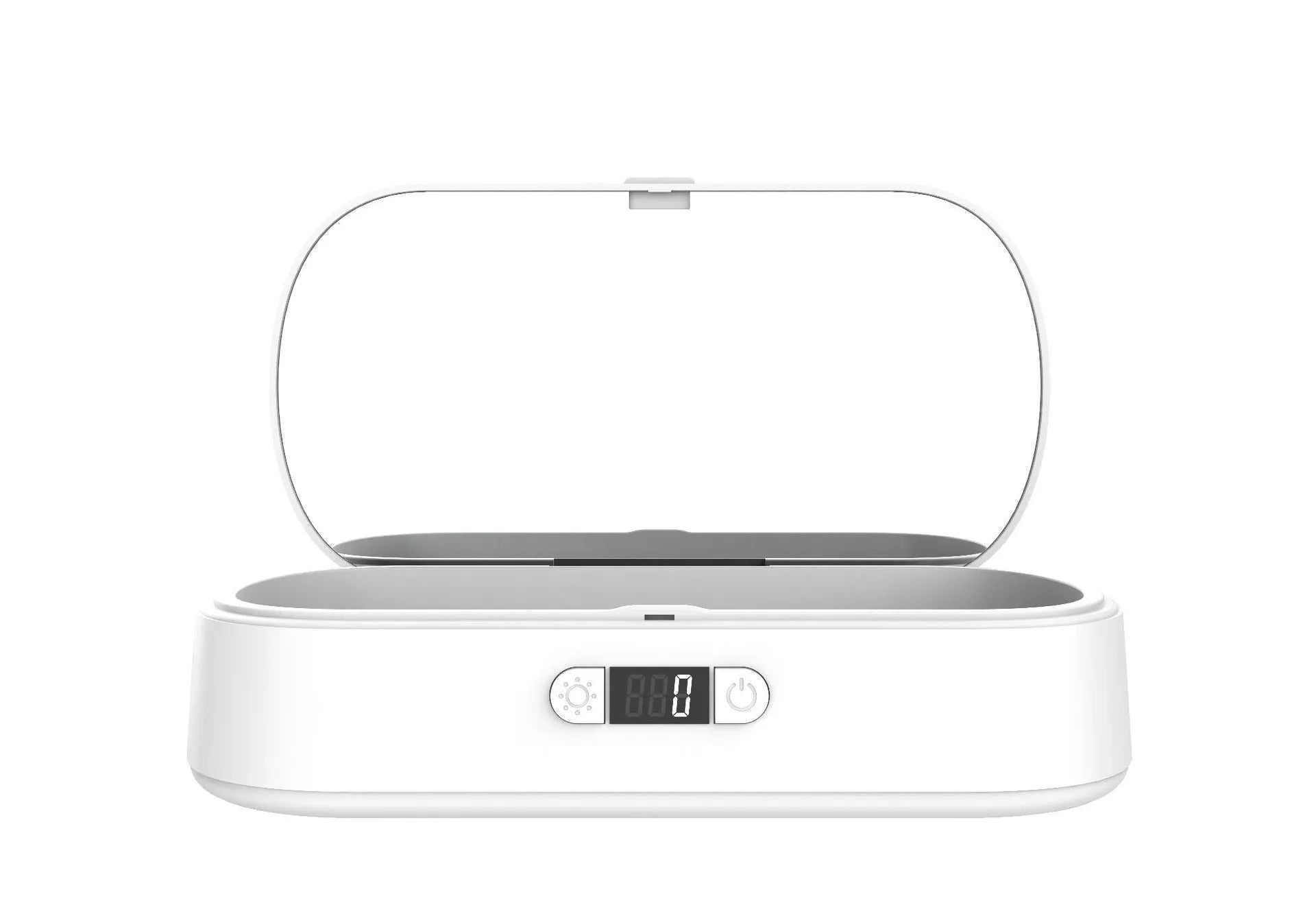 White ABS plastic wireless UV steriliser box with aromatherapy function for phones and small items
