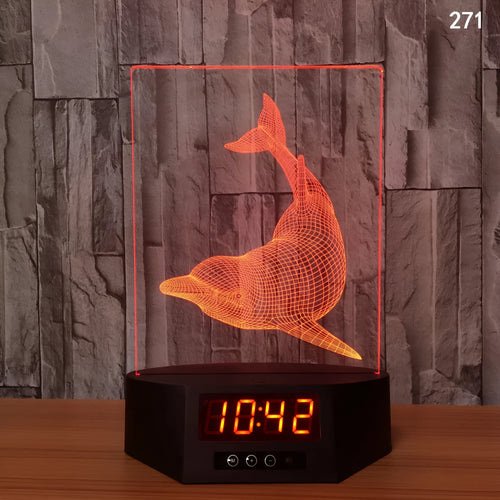 3D dolphin design LED night light with wireless charging surface and remote control