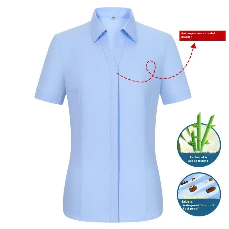 Men's bamboo fibre short sleeve business shirt with square collar in slim fit