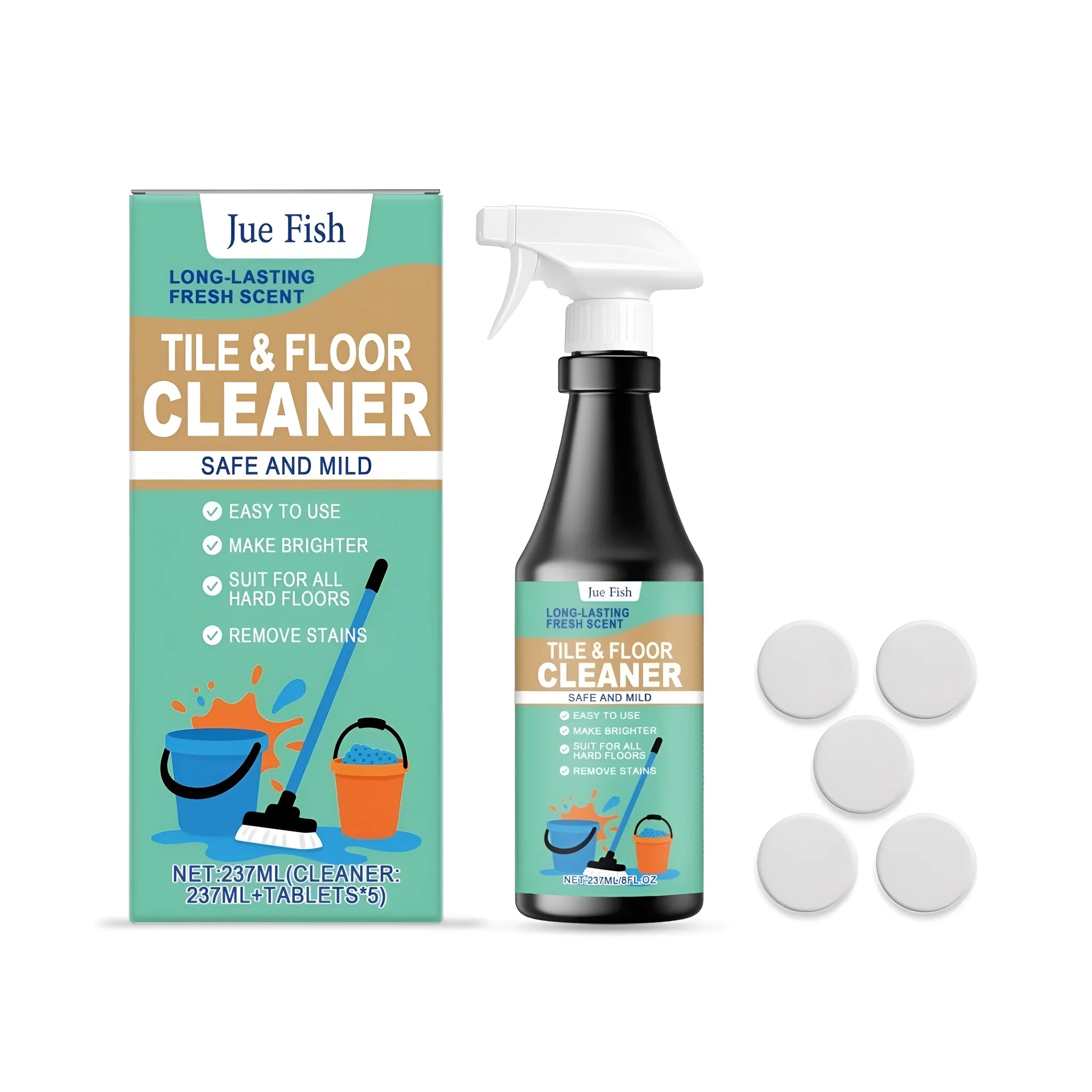 237ml floor cleaner bottle with cleaning tablets for washing machines and hard surface cleaning