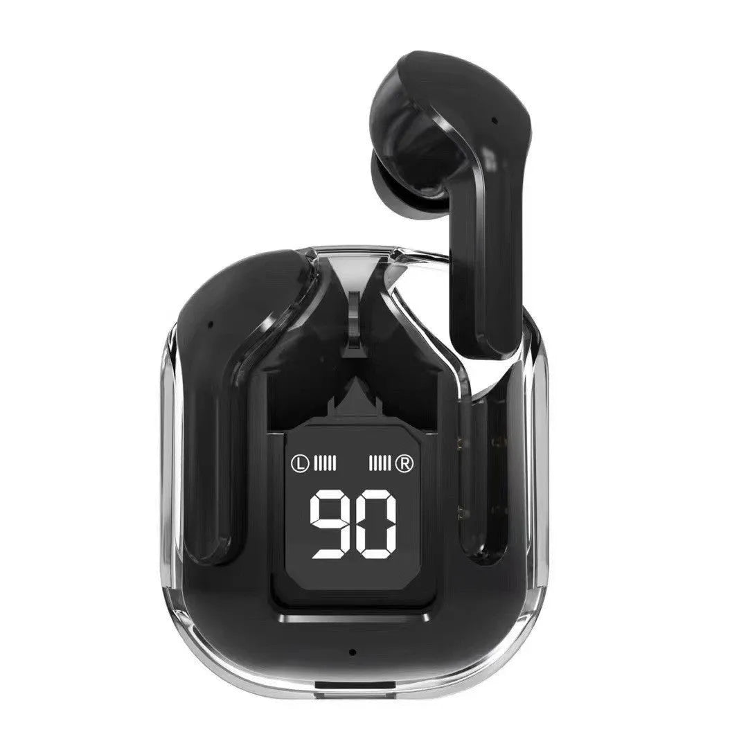 Transparent space capsule case true wireless Bluetooth headset with digital display screen