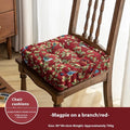 American-style square dining chair cushion for back support in apricot floral pattern.
