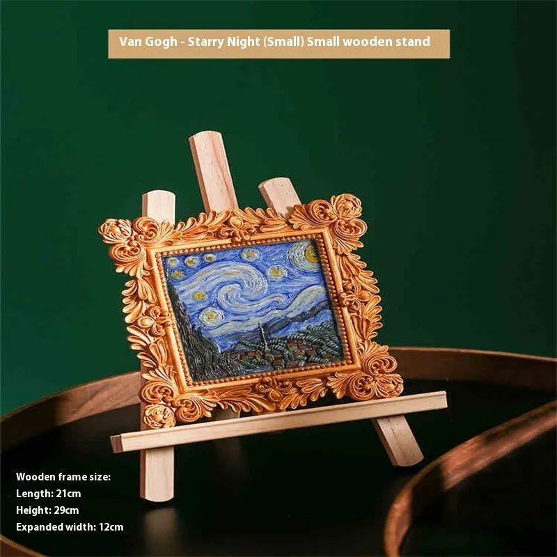DIY oil painting kit with epoxy pottery paints showing Van Gogh Sunflowers design on canvas