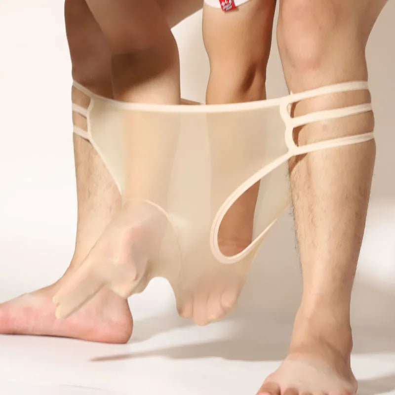 Men's transparent elephant nose nylon shorts in multiple colours on a mid waist.