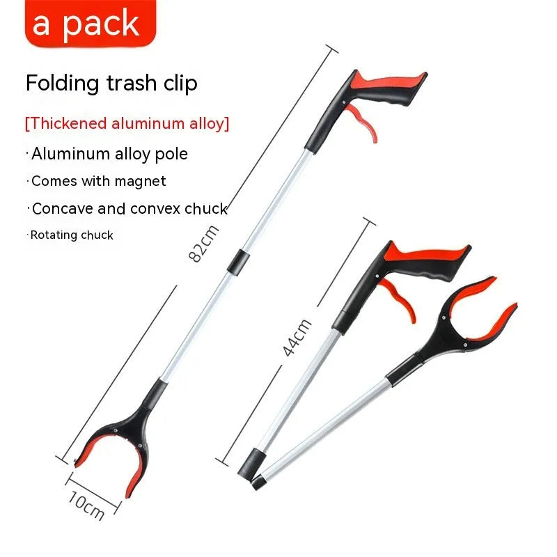 Blue plastic and aluminium trash folder artifact sewer pliers with clip mechanism