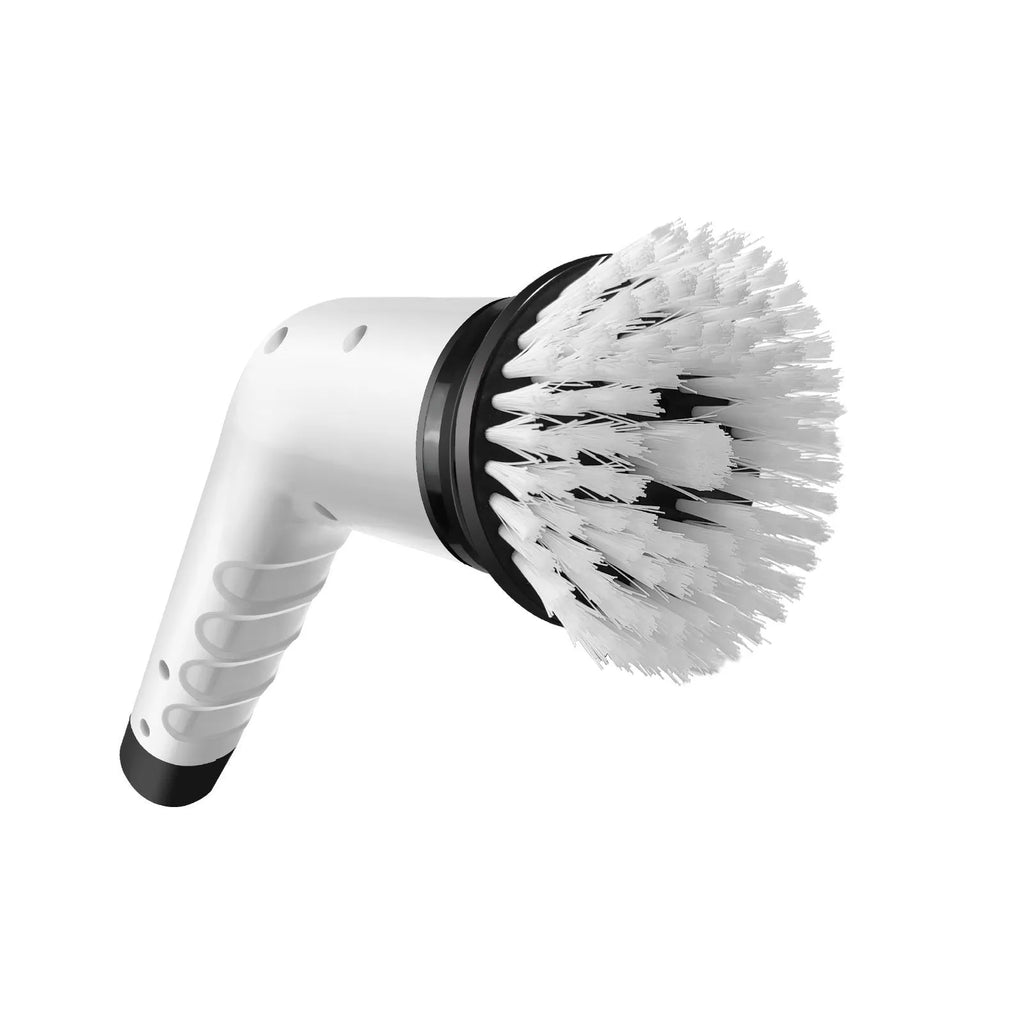 White handheld cleaning ball with lithium rechargeable battery and cleaning brush accessory