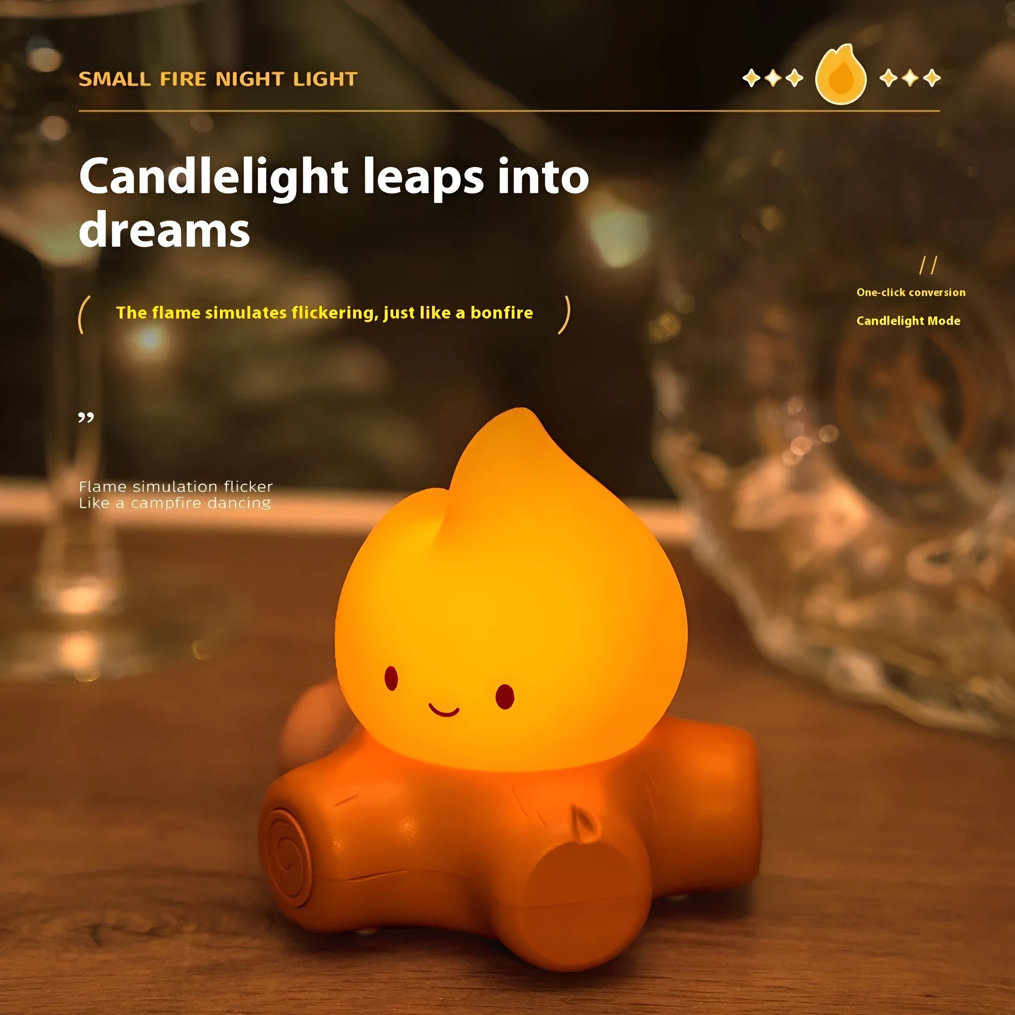 Cartoon-style silicone night lamp with ABS shade, showing yellow light and compact portable design.
