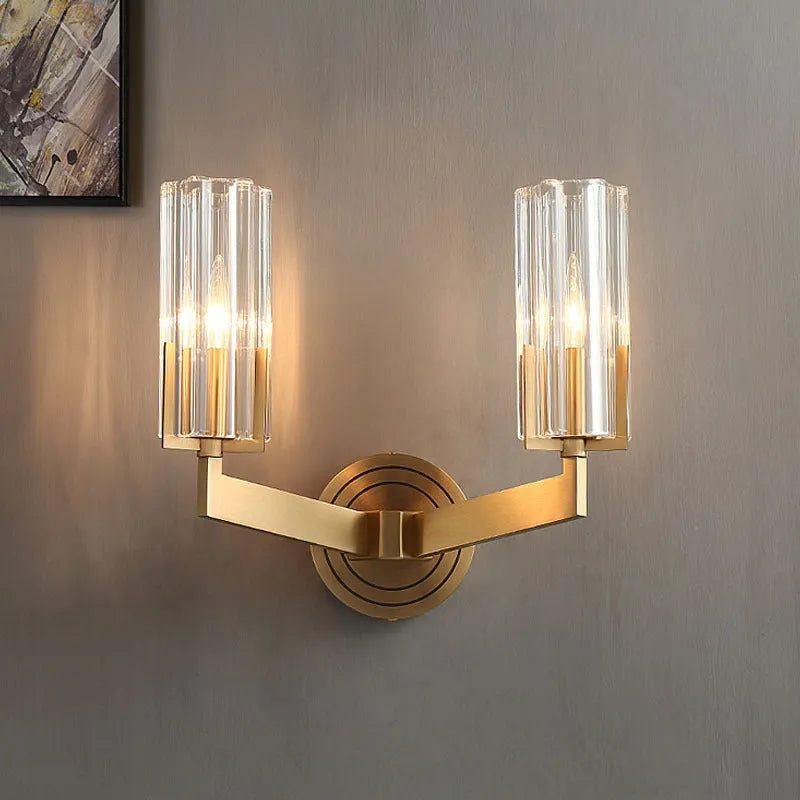 Copper Nordic style wall lamp with single head design for bedroom bedside lighting