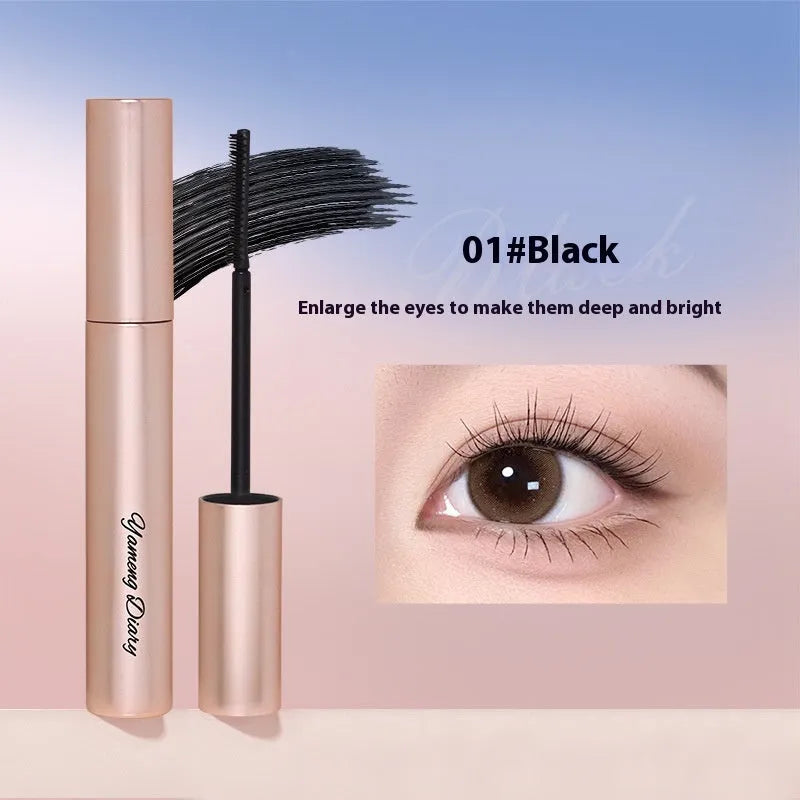 Mascara tube with applicator for long curling lashes in black or brown options