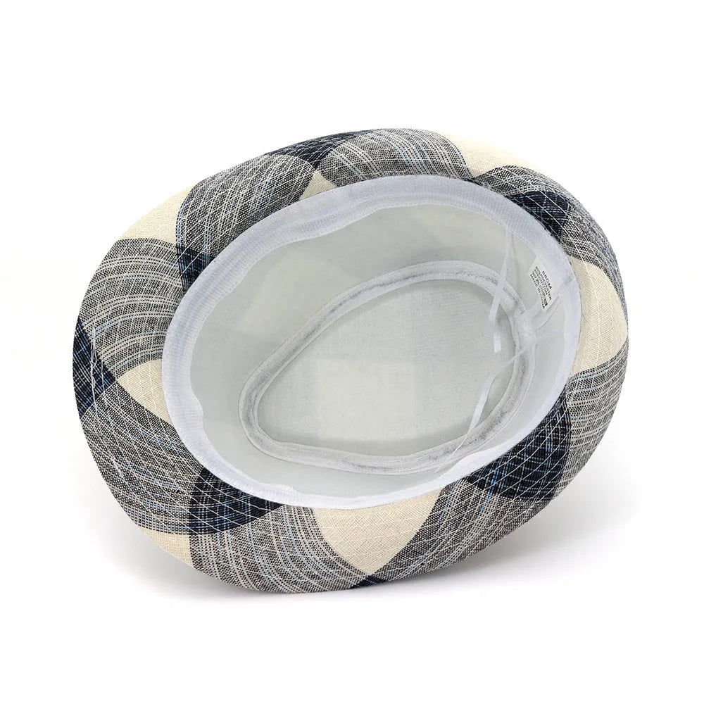 Blue polyester straw sun hat with bell crown and 4.5cm brim for outdoor sun protection