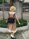 Black college style messenger bag for women with oil wax PU leather finish showing 35cm length dimensions