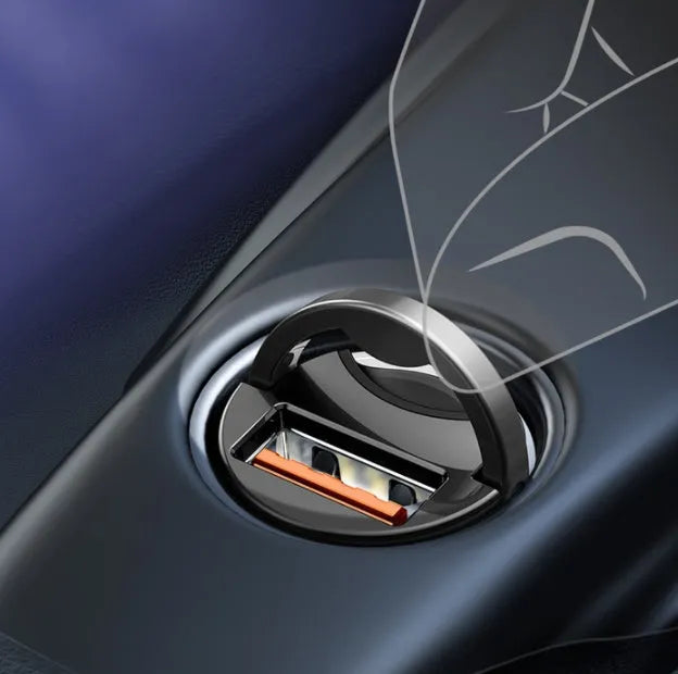 Baseus electro-optical grey 30W PPS fast car charger with 1 metre USB cable