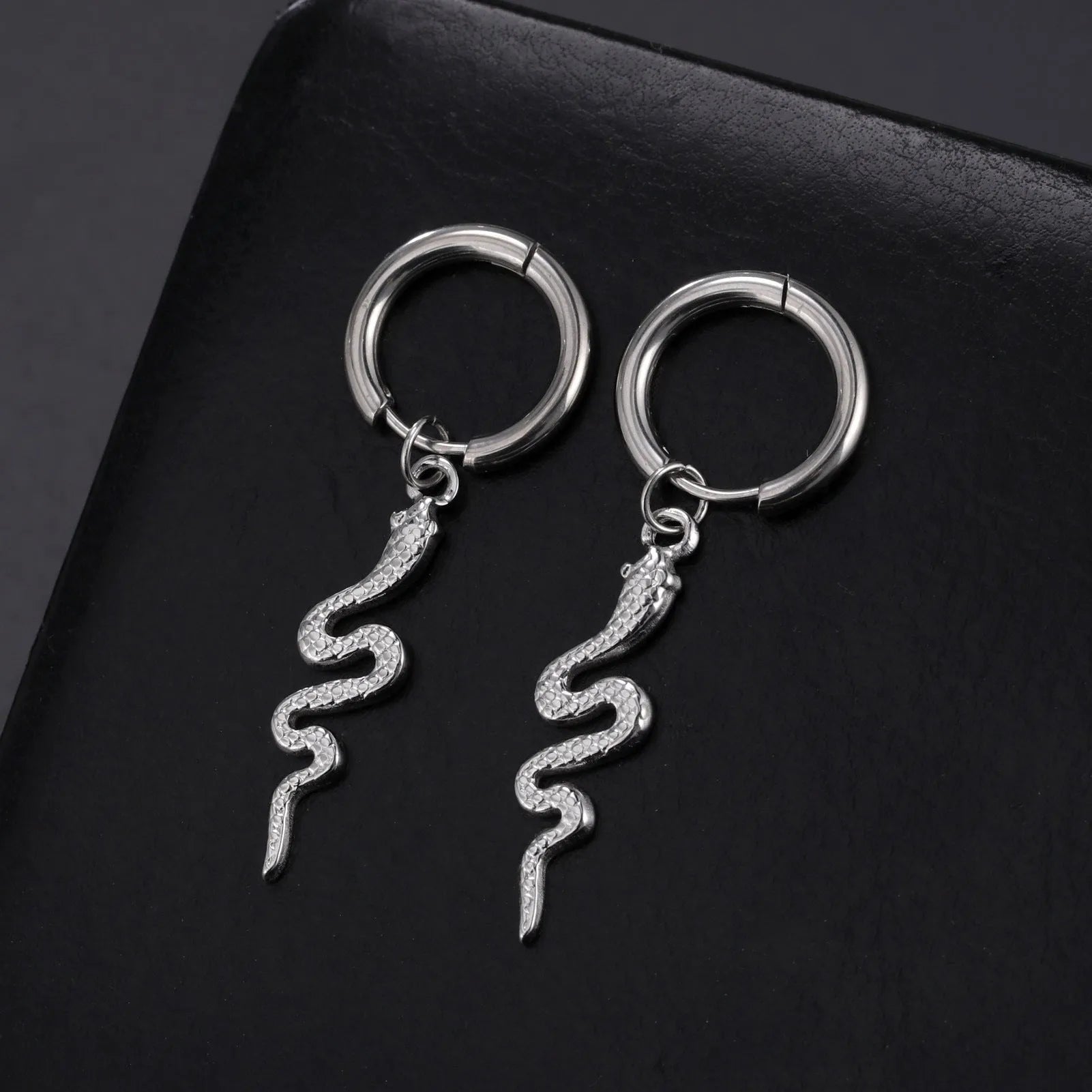 Gold plated stainless steel snake clip-on vintage earrings