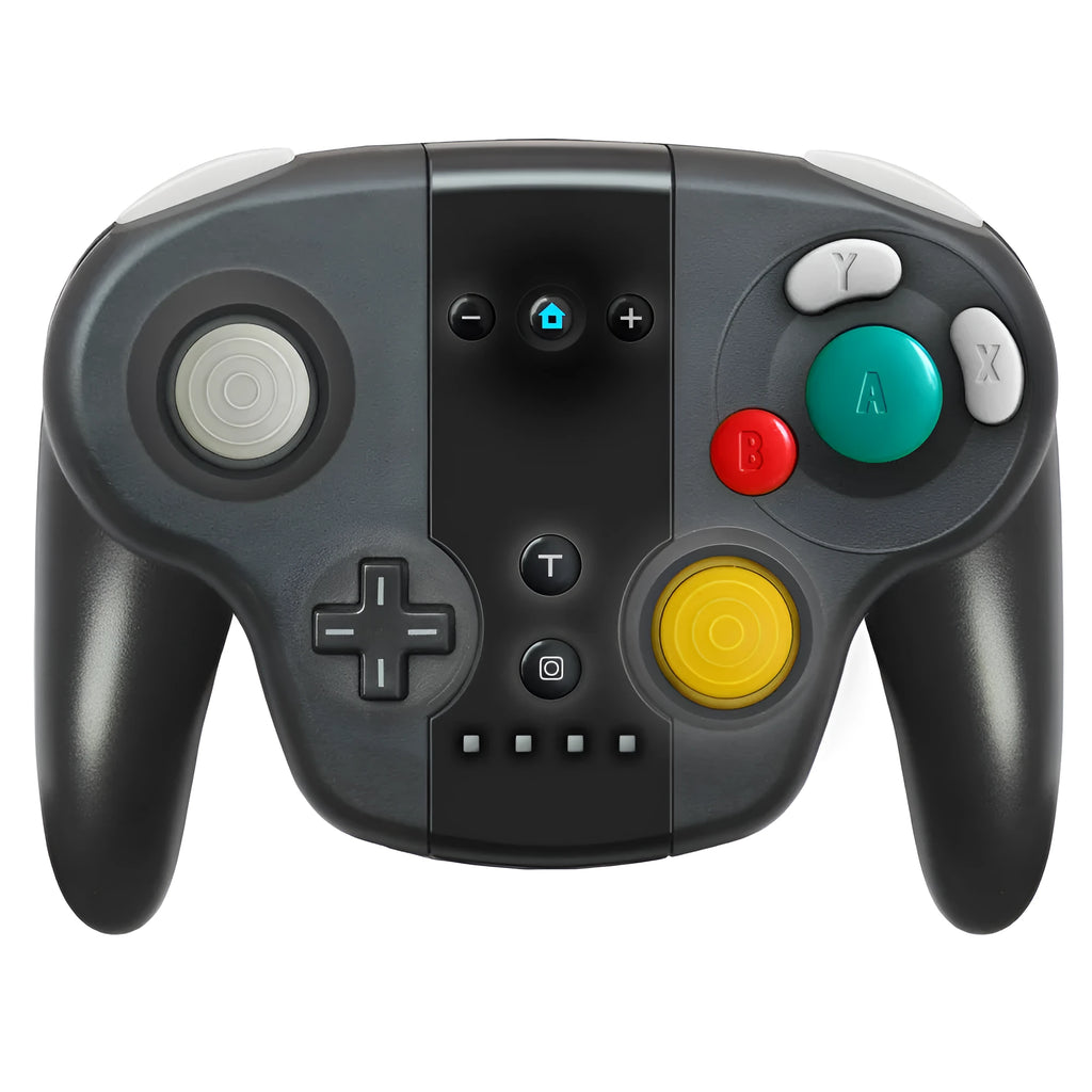 Black wireless gamepad for Nintendo Switch and PC with NFC and gyroscope functions.