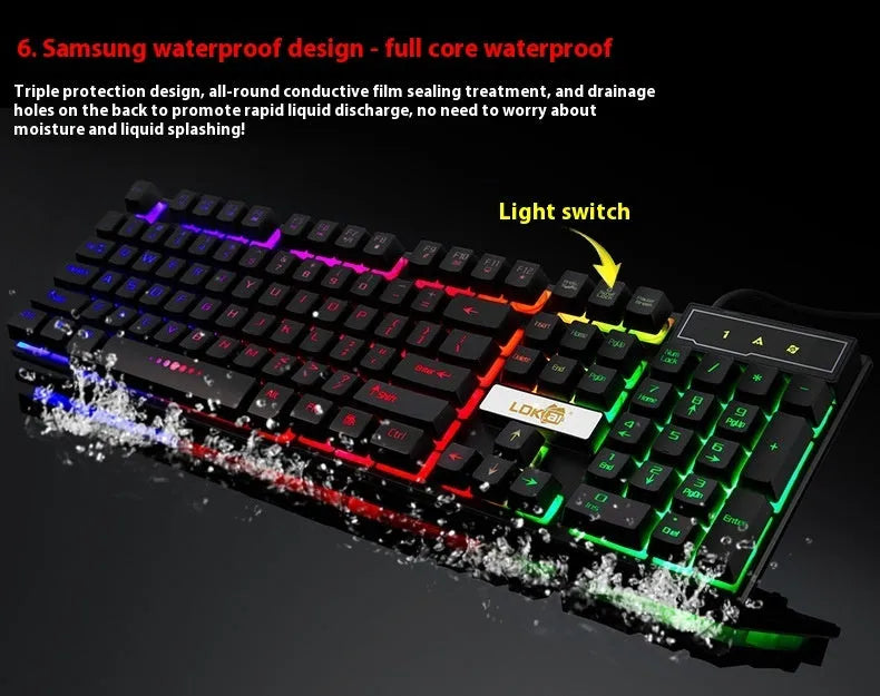 Industry gaming keyboard glowing USB cable with RGB backlighting in white and black colour options