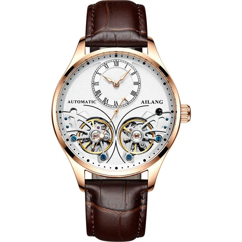 Seiko automatic men's watch with titanium case, tourbillon and moon phase complications on round face