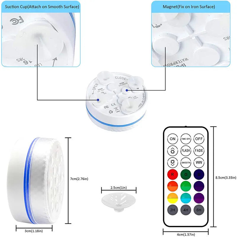 Remote control colour changing LED diving light with ABS plastic case for garden decoration