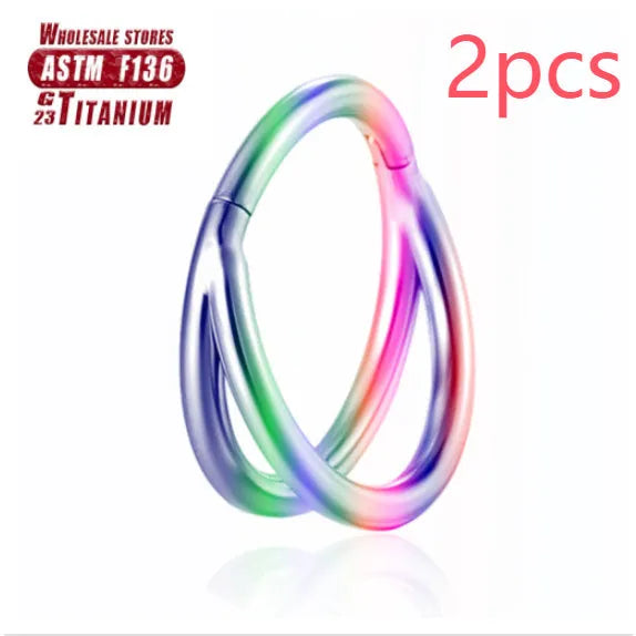 F136 titanium alloy fork nose ring body jewellery in multiple colours and sizes