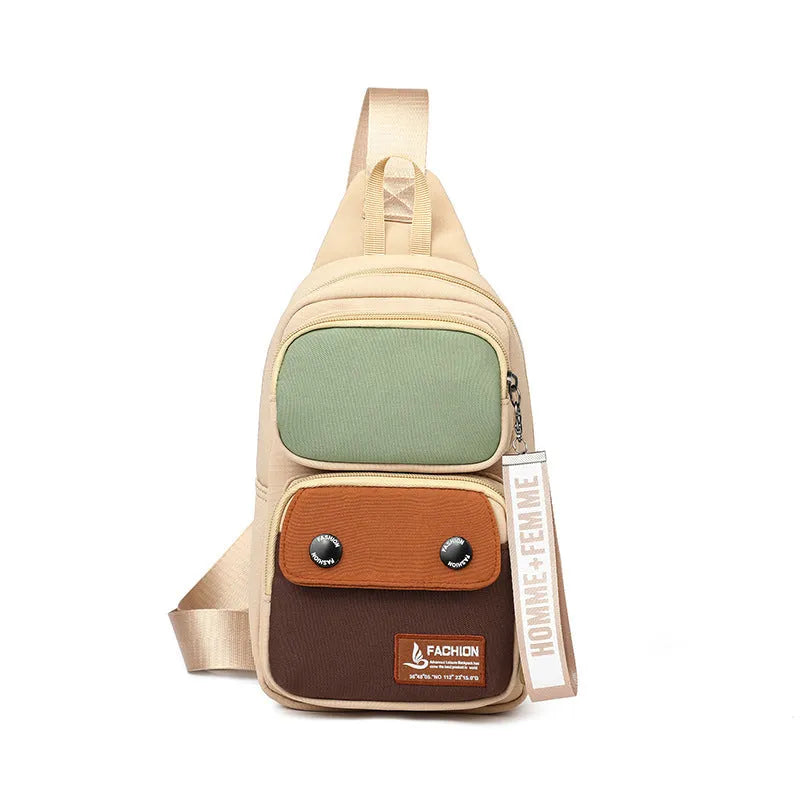 Outdoor leisure crossbody shoulder bag in nylon with contrast colour options