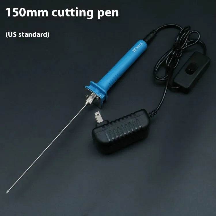 Blue plastic-handled electric heating cutter pen for foam and pearl cotton.
