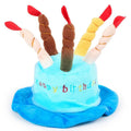 Blue or pink felt dog birthday hat for small to medium sized dogs, approximately 21cm by 15cm