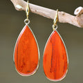 Vintage handmade stone drop earrings with water droplet shape in five colour options including tigereye and amethyst