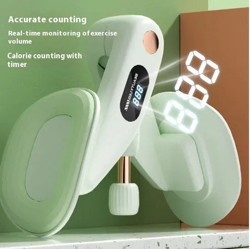 Gray pelvic floor muscle trainer with counting device and ABS spring foam construction