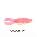 PVC soft plastic fishing lure in two sizes: a smaller 8cm and a larger 12cm model, shown in a selection of colour variations.