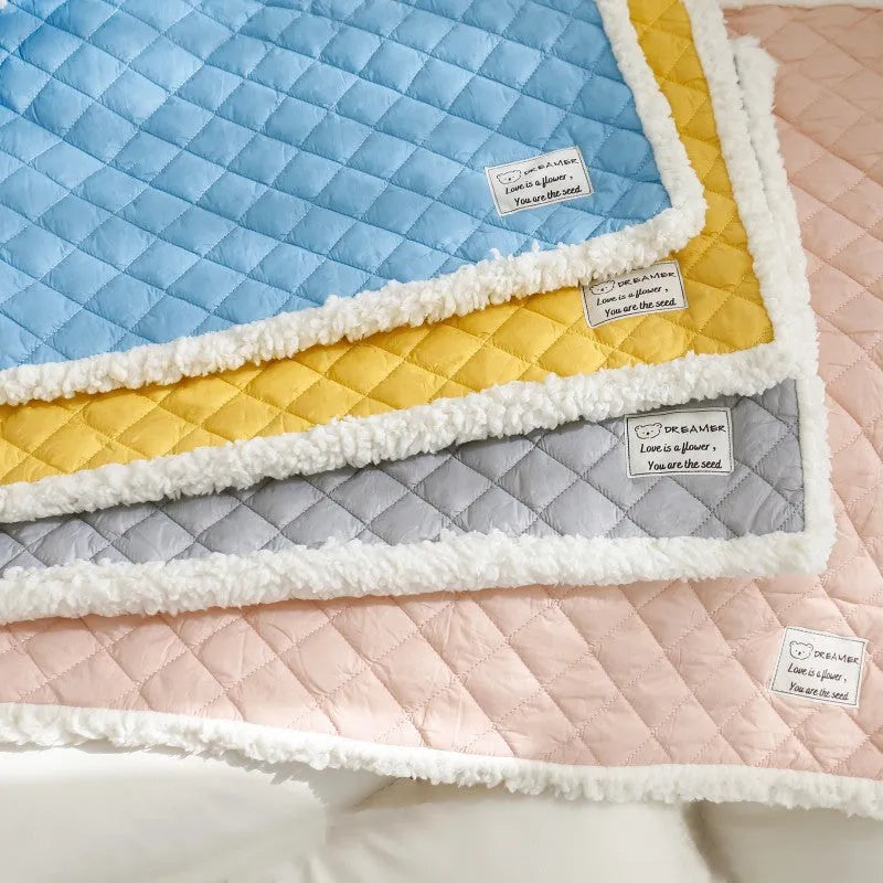 Soft Cloth Pet Blanket for Cats Machine Washable Pet Bed Cage Liner Available in M L XL Sizes in Blue Gray Pink Yellow Colour Options