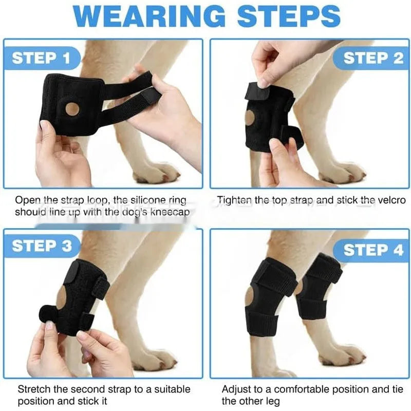 Black dog leg guard for ACL rehabilitation in three sizes with protective cover