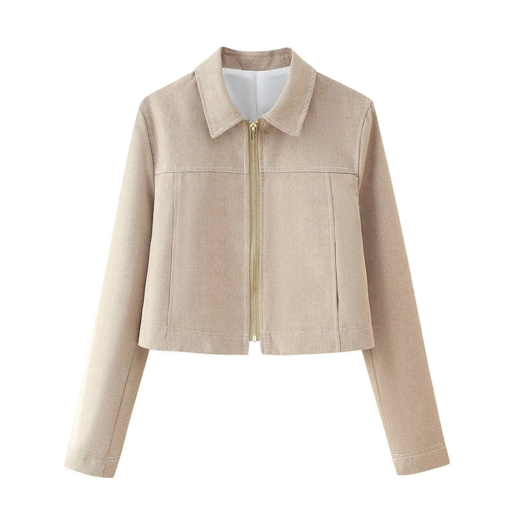 Women's herringbone pattern casual suit set with 3D embroidery, featuring a long sleeve jacket and straight leg trousers.