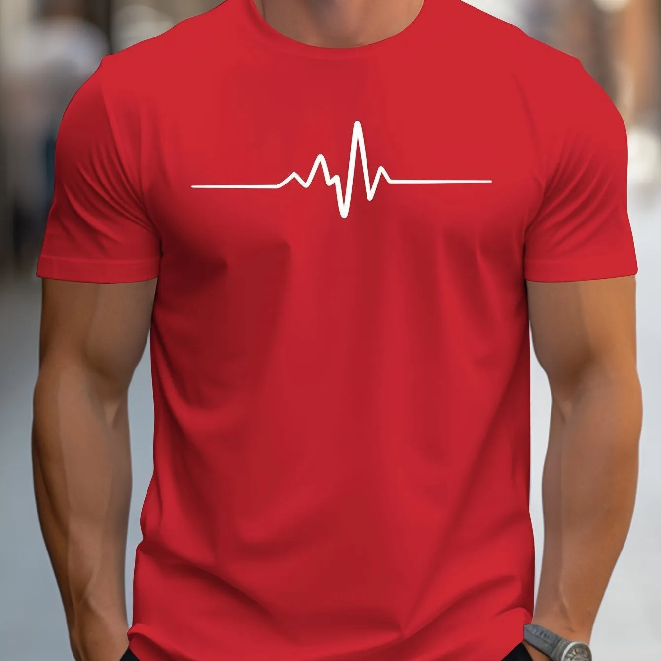 Men's 3D sports pattern t-shirt with loose fit design and short sleeves