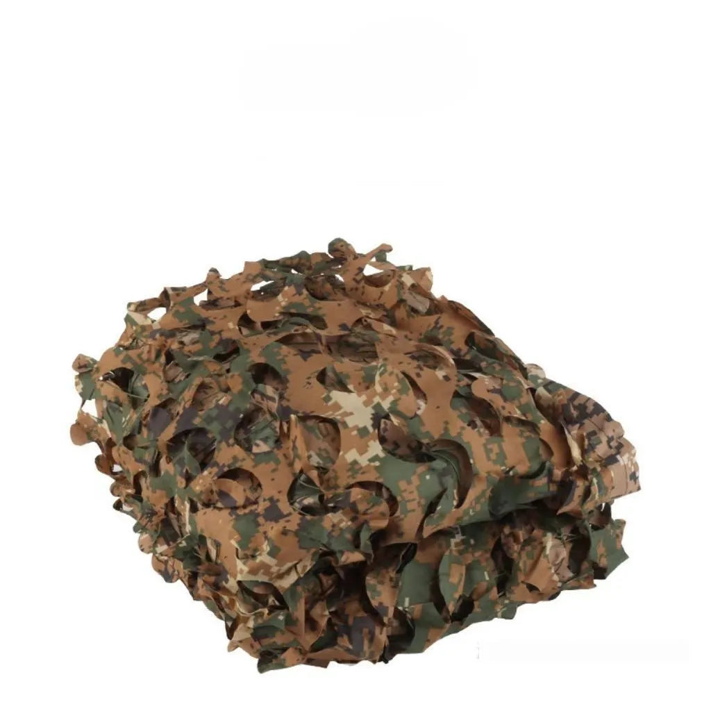 Green camouflage cover net showing multiple pattern options including desert and snow camouflage for outdoor use