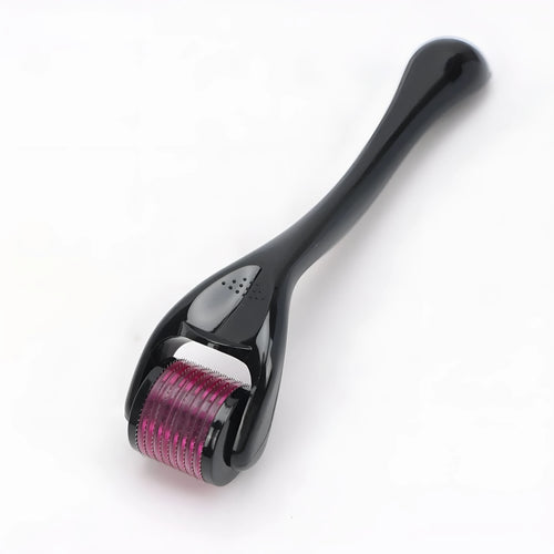 540 micro needle derma roller showing handle and wheel in different colour combinations with size specifications