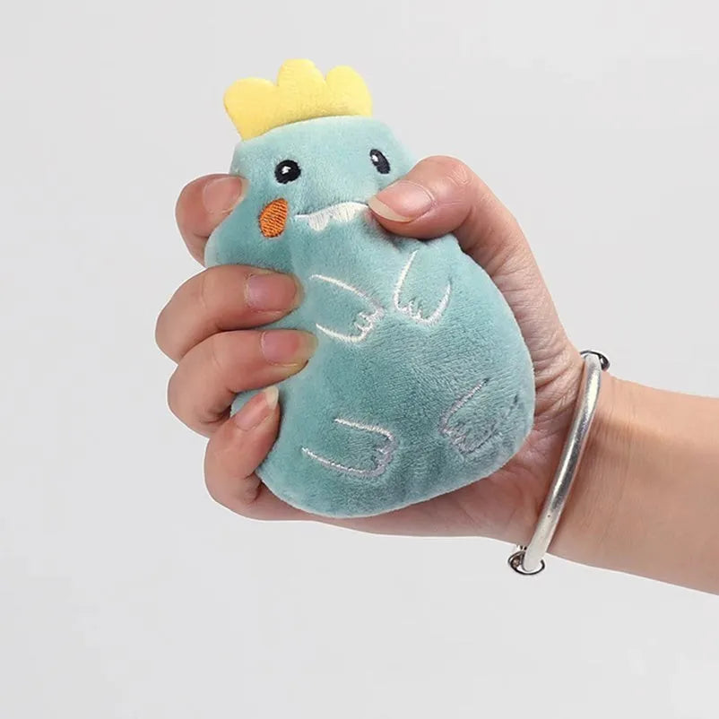 Small plush cat chew toy with catnip and vocal sound feature in assorted colours
