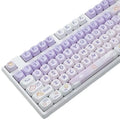 PBT gradient purple mechanical keyboard keycaps with detailed rabbit anime artwork.