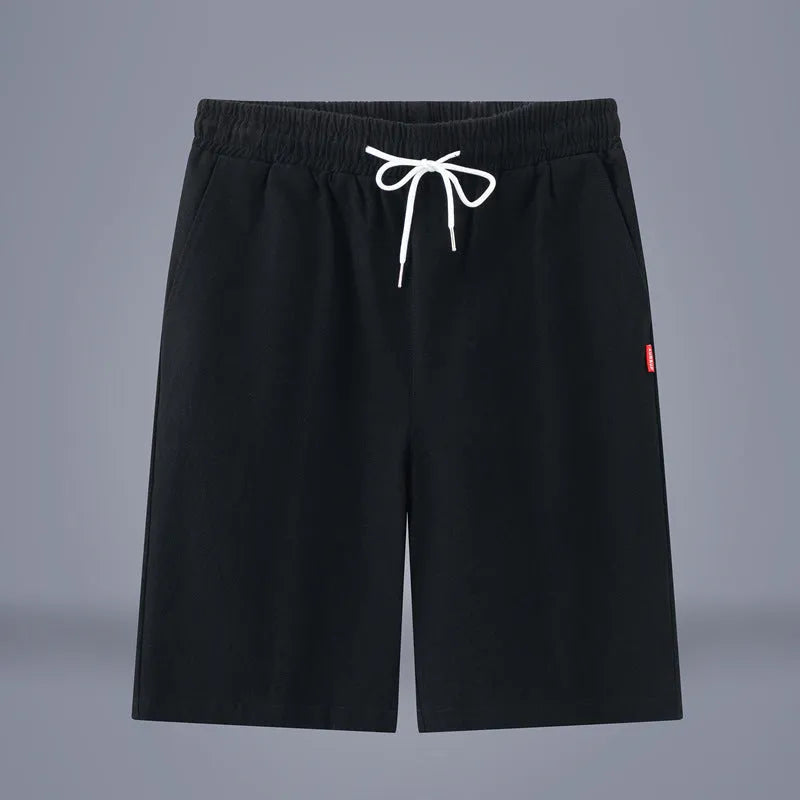 Chinese-style cotton and linen cropped pants in solid colours with drawstring waist