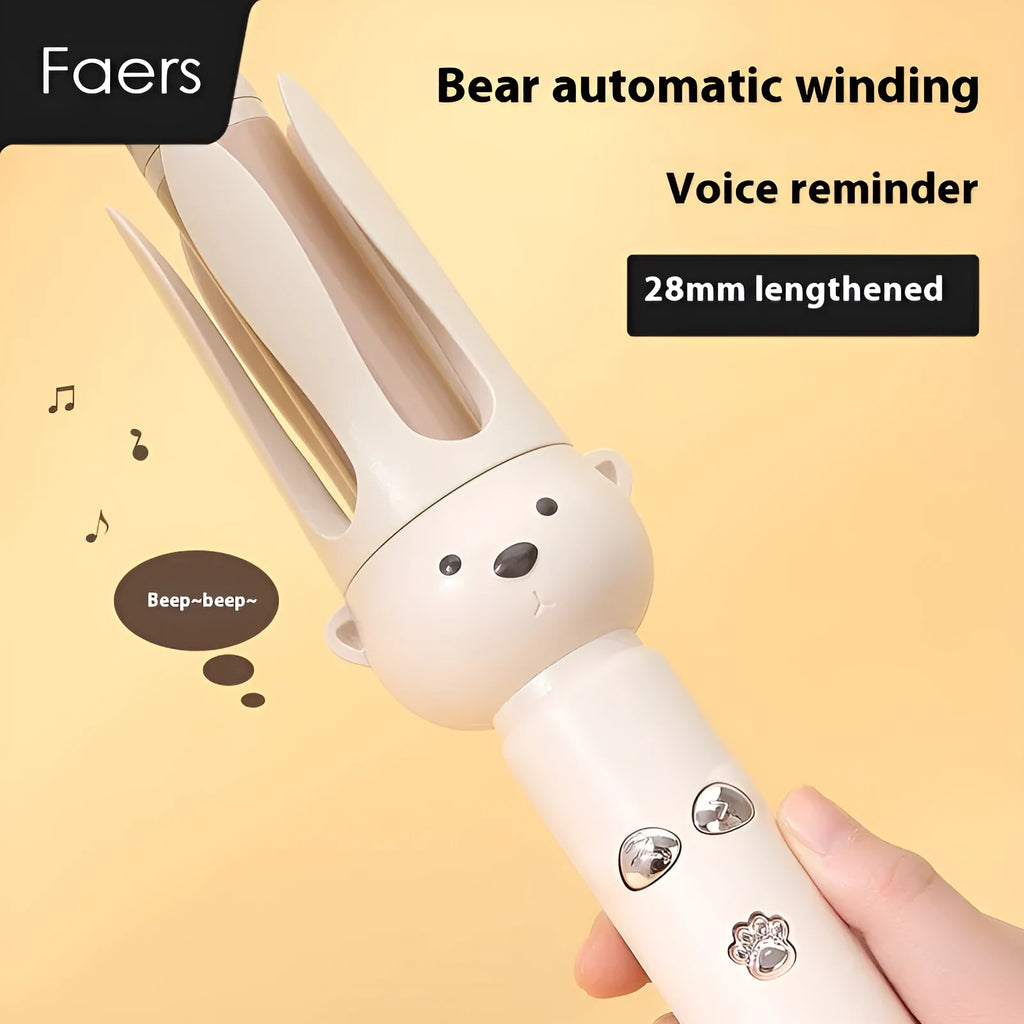 Beige coloured automatic hair curler FS-H208 model with anion technology and hair stick accessory