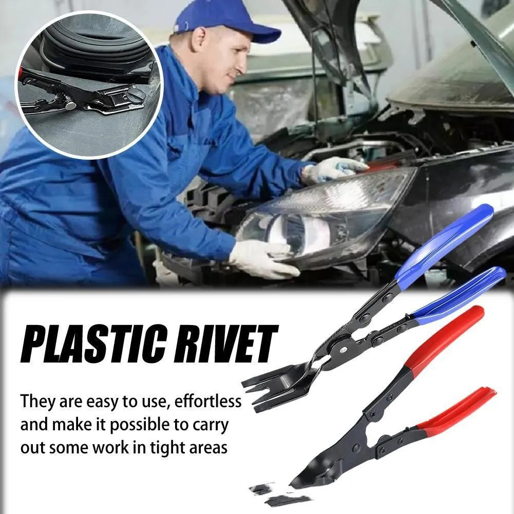Blue steel car interior trim removal pliers with 235mm length and 32mm head