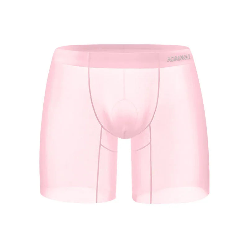 Men's low-rise boxers in orange nylon ice silk fabric