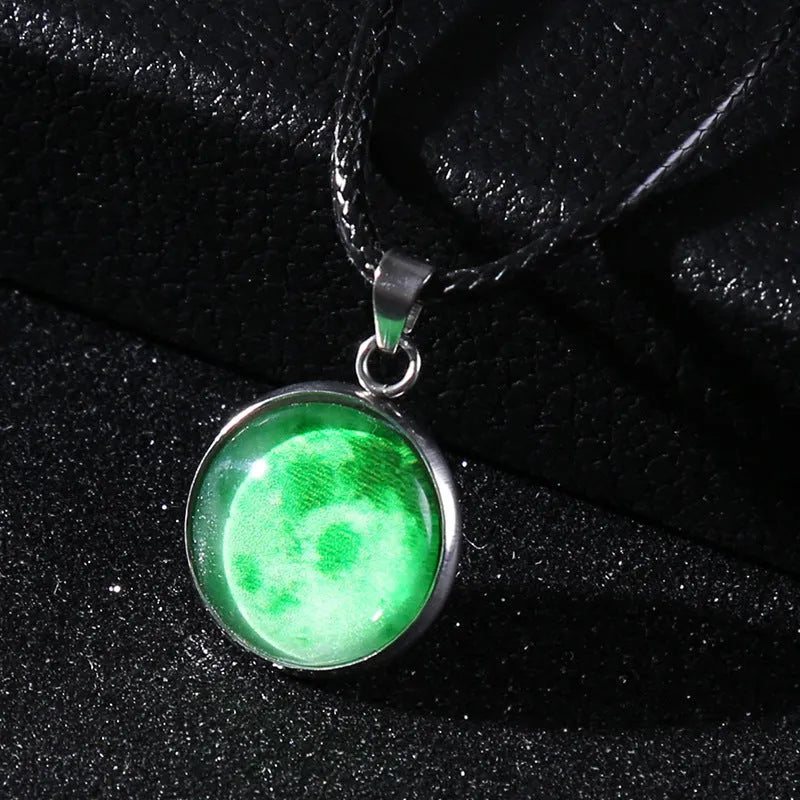 Christmas constellation glass pendant necklace with luminous alloy chain in one of ten colour options