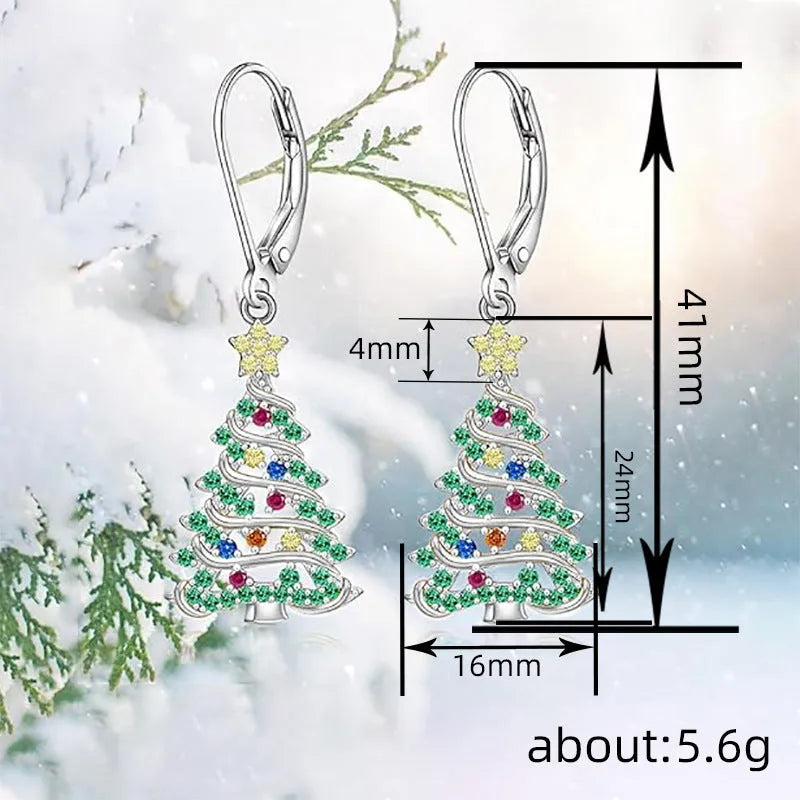 Copper Christmas tree earring pendant for women in white gold colour with star shape