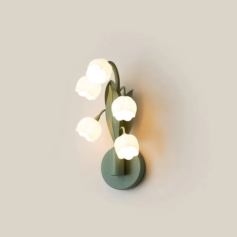 French pastoral wall-mounted bedside lamp with minimalist design and green-tricolour lighting