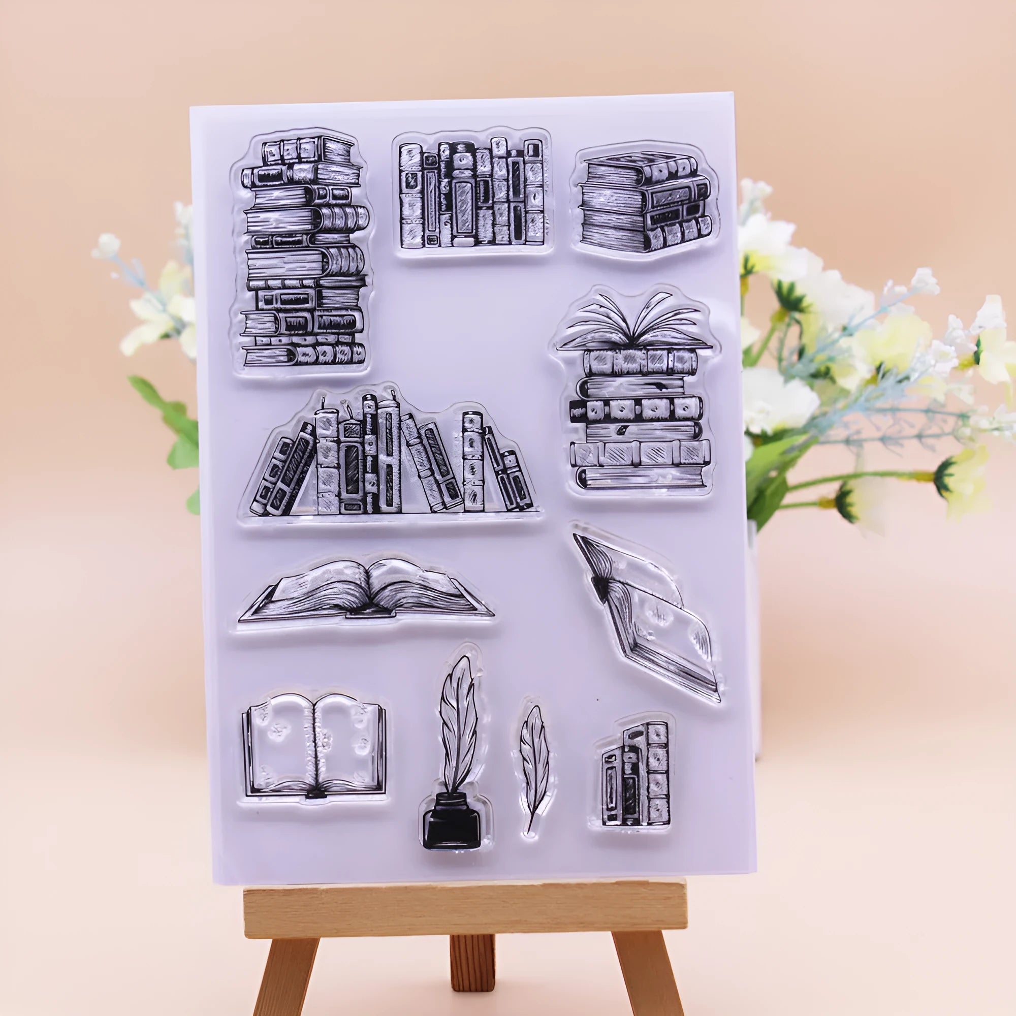 White seal pattern silicone stamp measuring 11 by 16 centimetres for transparent journal and card crafting.