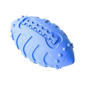 Thickened rubber rugby ball dog toy in light green or sapphire blue for interactive play and teeth cleaning